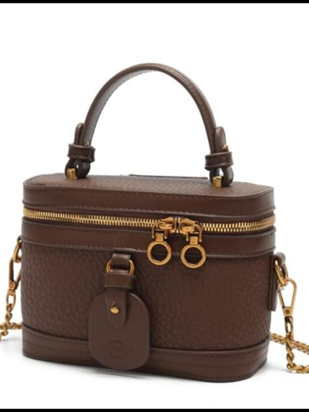 PU leather mini crossbody bag with top handle and adjustable shoulder strap